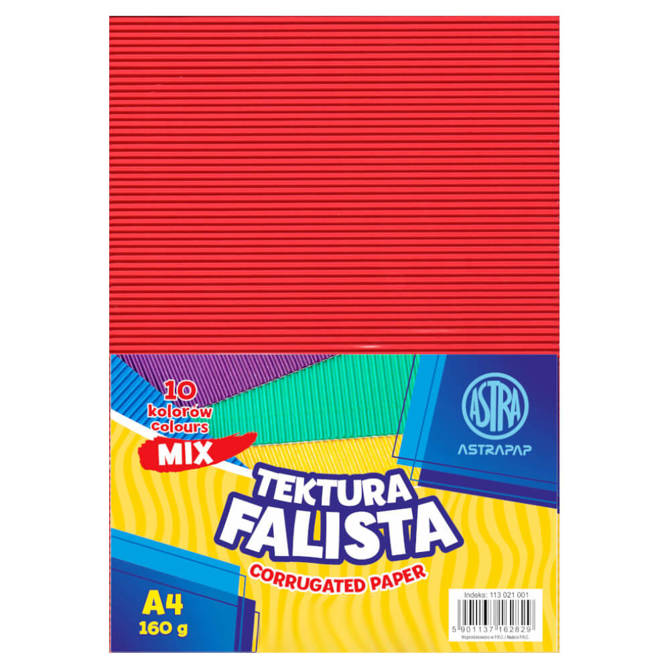 Tektura falista A4 dwuwarstwowa 10kolor 160g ASTRA