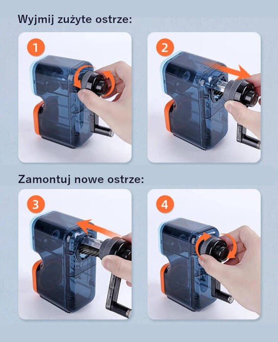 Temperówka na korbkę wymienny frez 6 opcji ostrzenia TENWIN MS5001