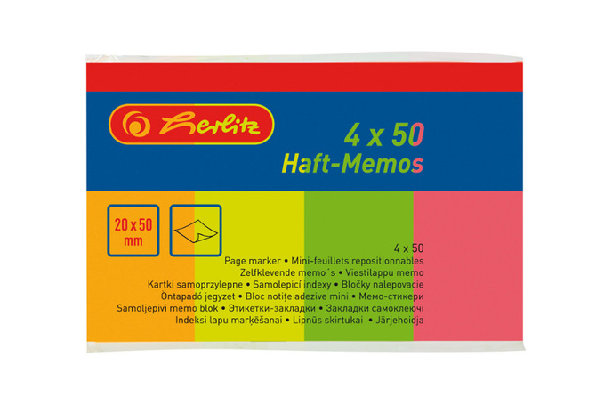 Zakładki indeksujące samoprzylepne 4x50szt HERLITZ