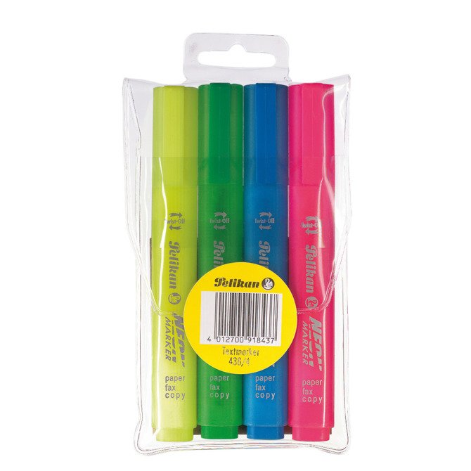 Zakreślacze mazak marker etui neon 4szt PELIKAN