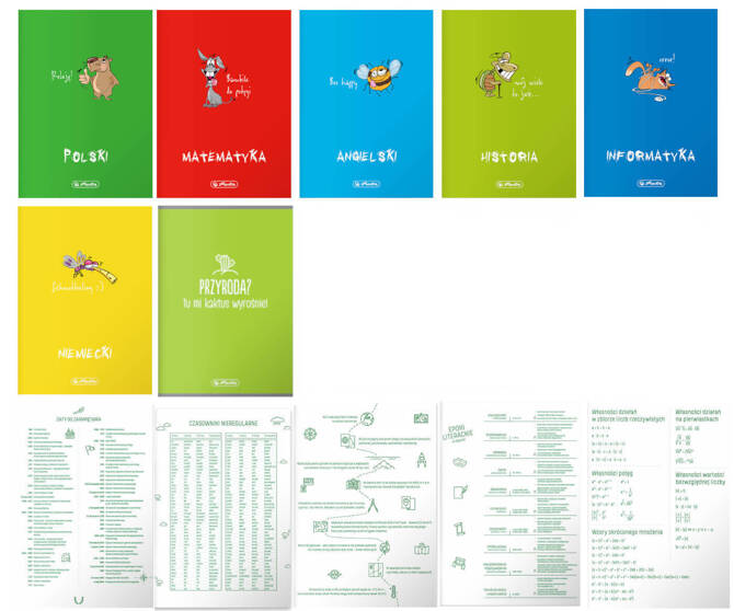 Zestaw zeszyt przedmiotowy, 7szt A5 6 z okładką PP, 1 soft touch
