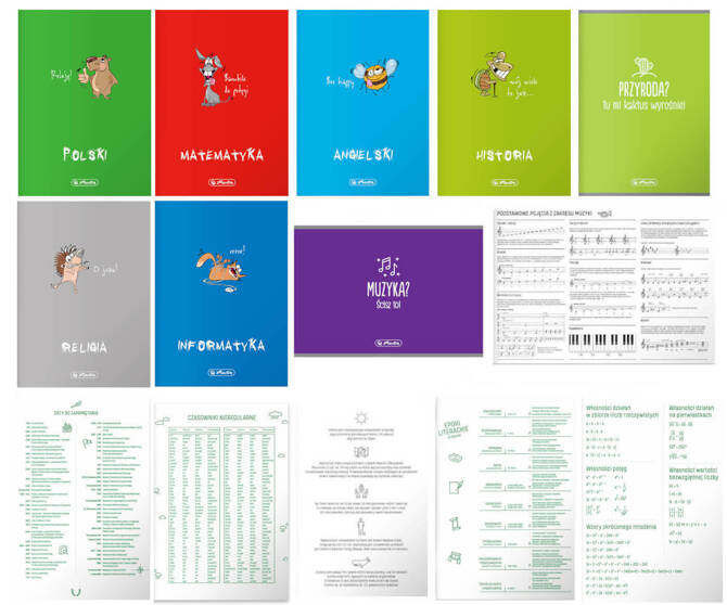 Zestaw zeszyt przedmiotowy klasa 4, 6x A5 60k z okładką PP, 2x soft touch 