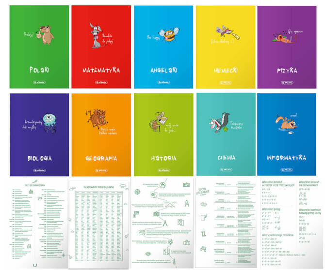 Zestaw zeszyt przedmiotowy klasa 7-8 10x A5 60k z okładką PP +GRATIS A5 60k
