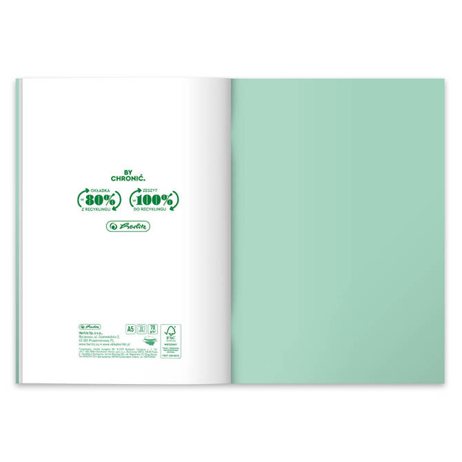 Zeszyt A5 32k kratka okładka z folii PP Eco Pastel Colors zielony HERLITZ