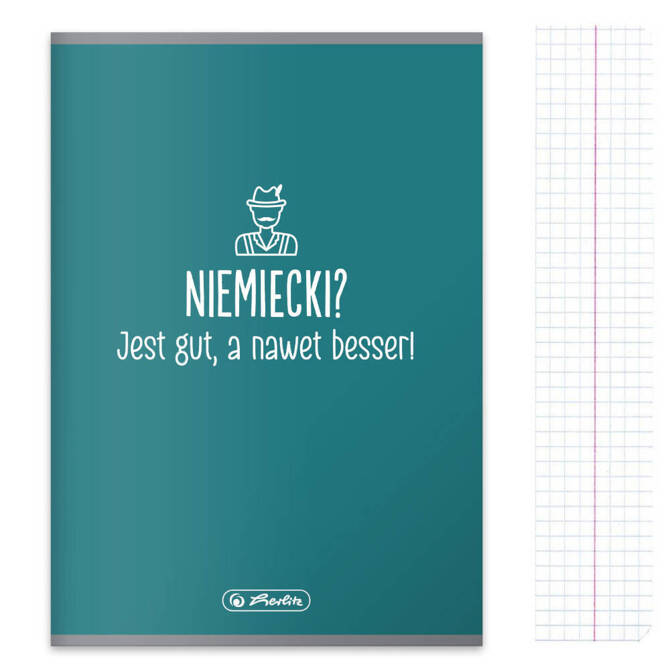 Zeszyt A5 60k kratka niemiecki przedmiotowy soft touch HERLITZ