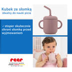 Kubek silikonowy niewysypek ze słomką pokrywką na przekąski 2w1 180ml REER